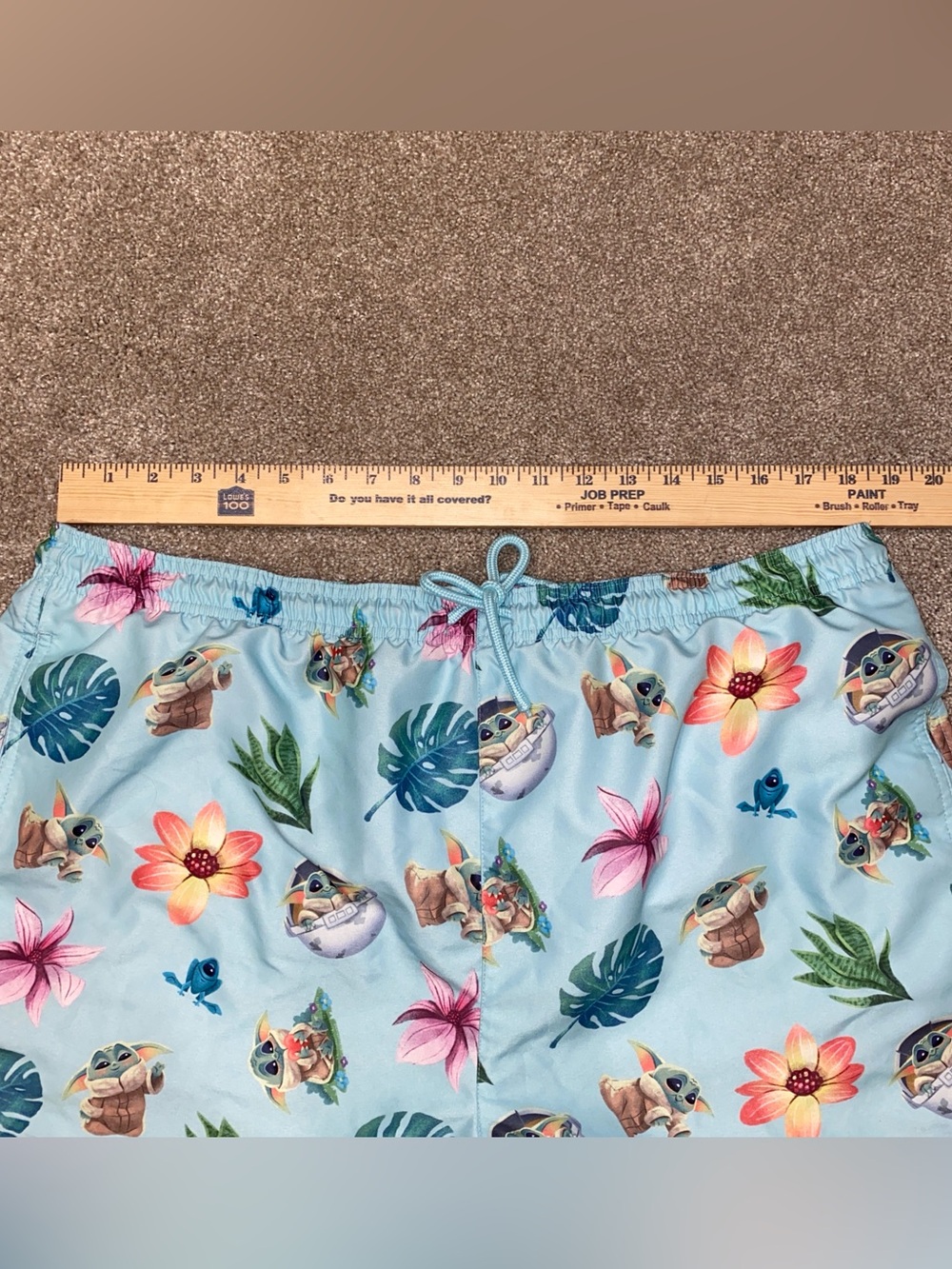 Star Wars The Mandalorian‎ Men's Grogu Swim Shorts Size XL Turquoise Blue Beach - Picture 4 of 7